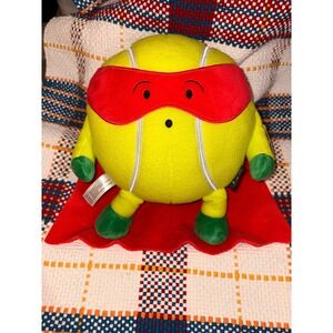 FAO Schwarz Heroes of the Game Tennis Ball Superhero Plush Red Cape Yellow